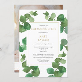 Invitación Eucalyptus Photo Funeral Celebración de la Vida