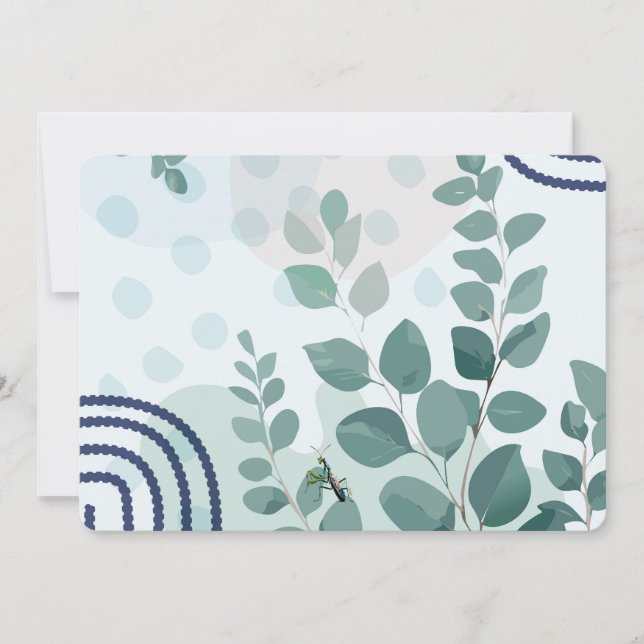 Invitación Eucalyptus Praying Mantis Australian Botanical Art (Anverso)