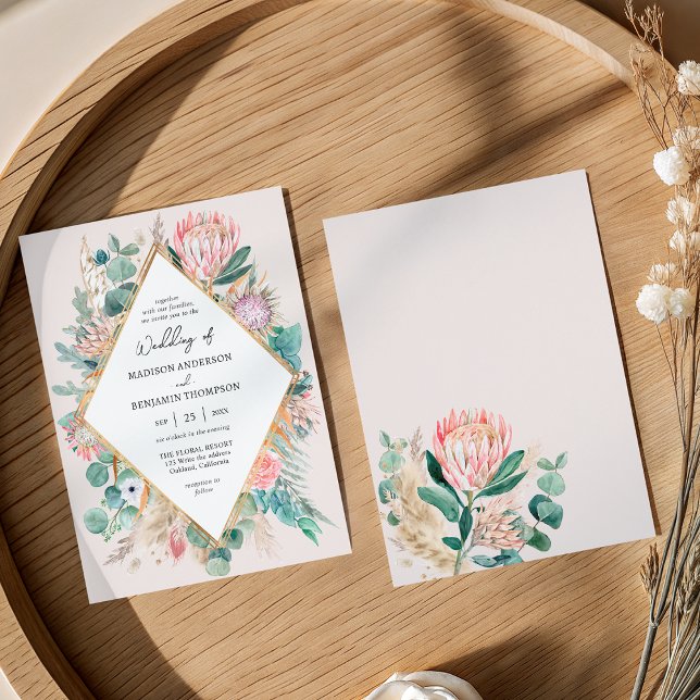 Invitación Eucalyptus Protea Pampas Grass Wedding invitation (Subido por el creador)