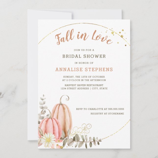 Invitación Eucalyptus Pumpkin Fall Bridal Shower (Anverso)
