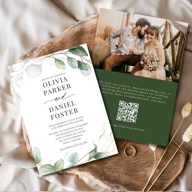 Invitación Eucalyptus QR Código Boda de vegetación fotográfic (Subido por el creador)
