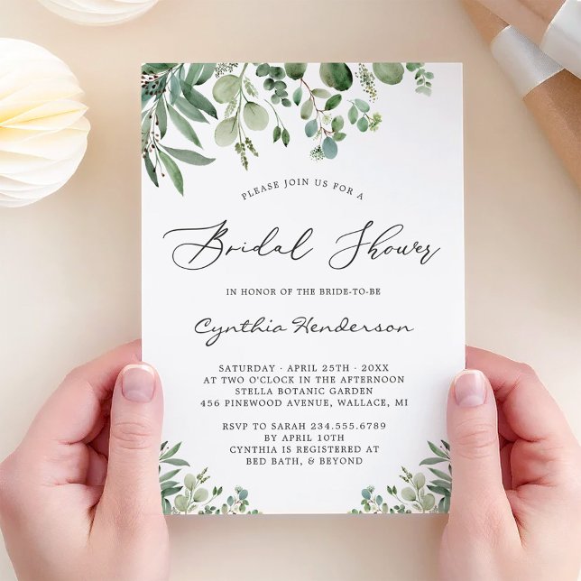 Invitación Eucalyptus romántico deja ducha de novia en el jar (Subido por el creador)