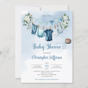 Invitación Eucalyptus ropa de bebé niño bebé ducha de bebé