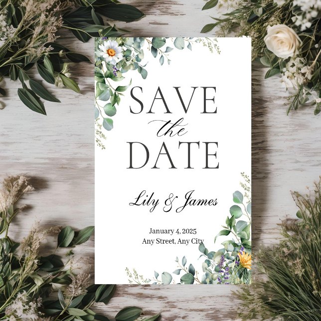 Invitación Eucalyptus Rustic Save the Fates (Subido por el creador)