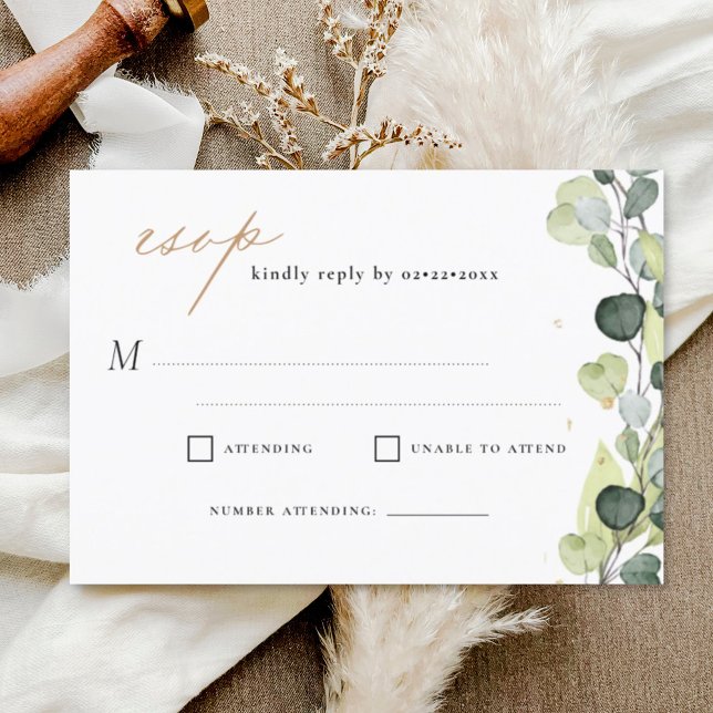 Invitación Eucalyptus Rustic Wedtic Wedding RSVP (Subido por el creador)