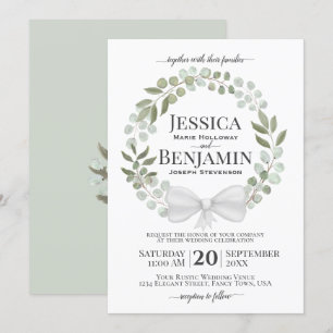 Invitación Eucalyptus Rustic Wreath Elegant Boho Boda
