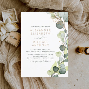 Invitación Eucalyptus Rústico Boda de Verdor Botánico