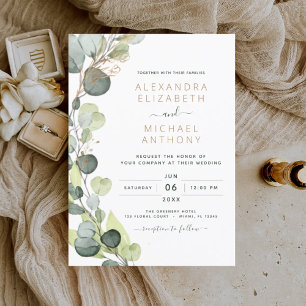 Invitación Eucalyptus Rústico Boda de Verdor Botánico