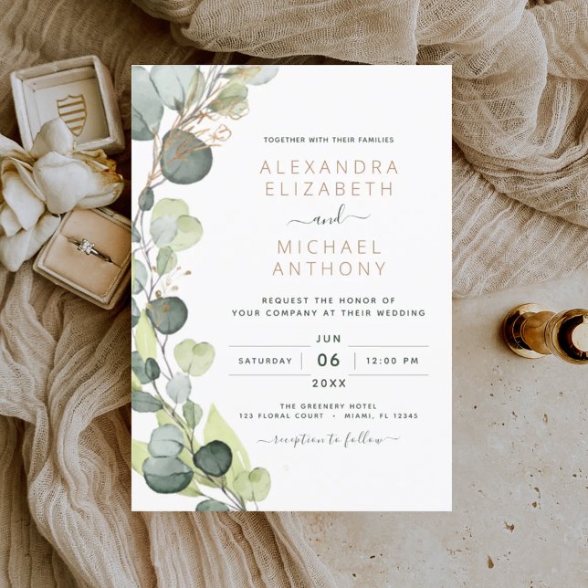 Invitación Eucalyptus Rústico Boda de Verdor Botánico (Subido por el creador)