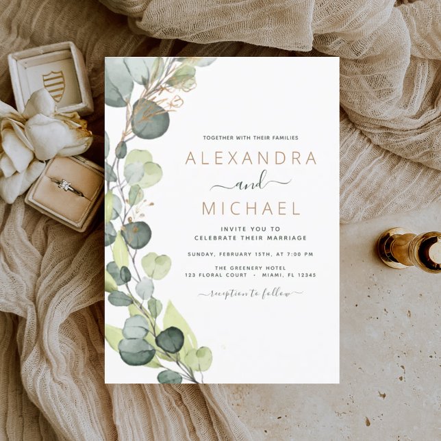 Invitación Eucalyptus Rústico Boda de Verdor Botánico (Subido por el creador)