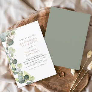 Invitación Eucalyptus Rústico Boda de Verdor Botánico
