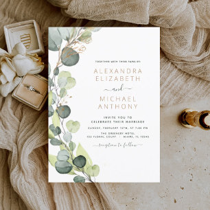 Invitación Eucalyptus Rústico Boda de Verdor Botánico