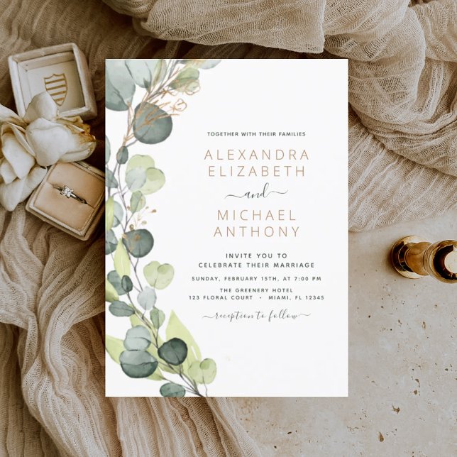 Invitación Eucalyptus Rústico Boda de Verdor Botánico (Subido por el creador)