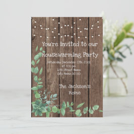 Invitación Eucalyptus Rústico de Madera de Barn Fiesta de Cal