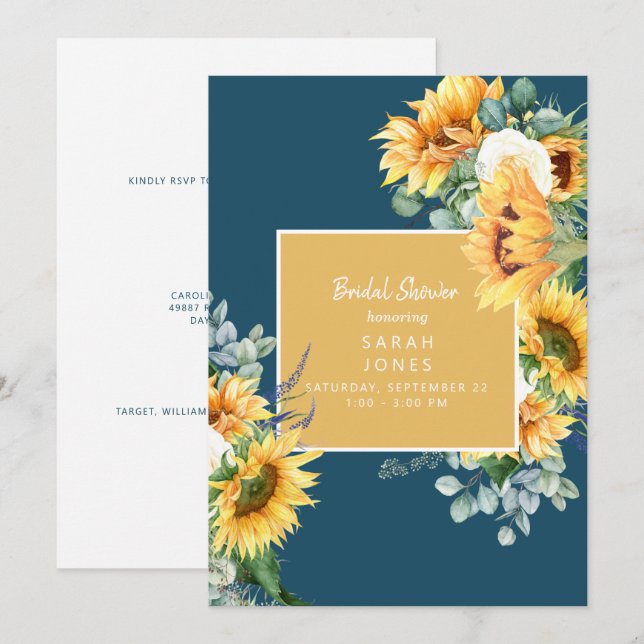 Invitación Eucalyptus Rústico Ducha Verde azulada de Novias (Anverso / Reverso)