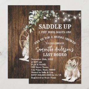 Invitación Eucalyptus Saddle Up Your Boots Cowgirl Shower