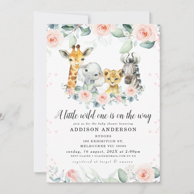 Invitación Eucalyptus Safari Baby Shower (Anverso)