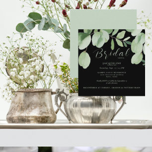Invitación Eucalyptus Sage & Black Square Bridal Shower
