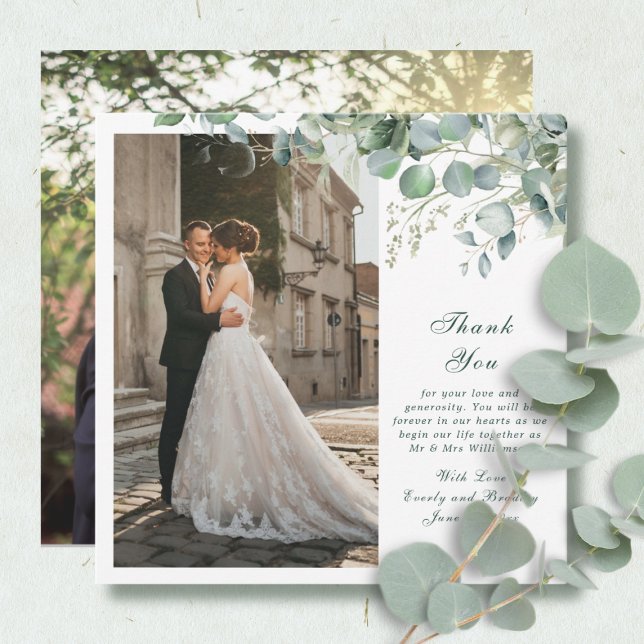 Invitación Eucalyptus Sage Esmeralda Script Boda Gracias (Subido por el creador)