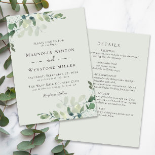 Invitación Eucalyptus Sage Green All in One Boda