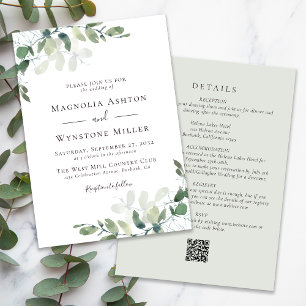 Invitación Eucalyptus Sage Green All in One Boda