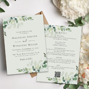 Invitación Eucalyptus Sage Green All in One Boda