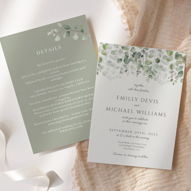 Invitación Eucalyptus Sage Green All in One Boda (Subido por el creador)