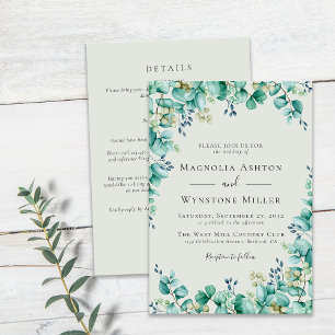 Invitación Eucalyptus Sage Green All in One Boda
