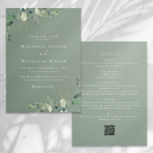 Invitación Eucalyptus Sage Green All in One Boda