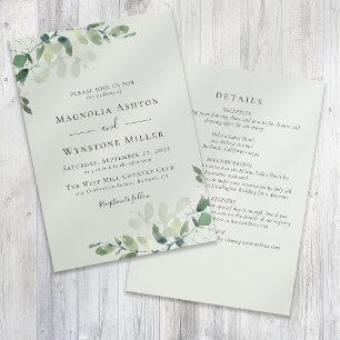 Invitación Eucalyptus Sage Green All in One Boda