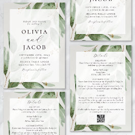Invitación Eucalyptus Sage Green All in One Boda