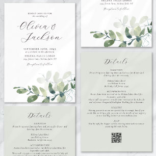 Invitación Eucalyptus Sage Green All in One Boda