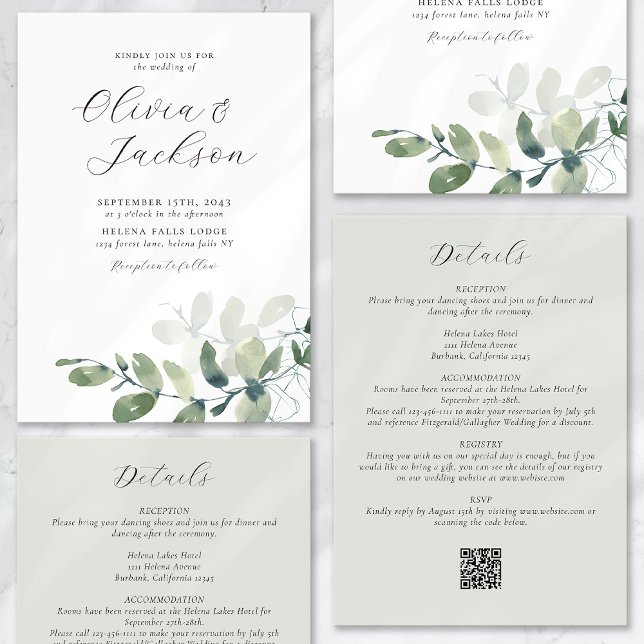 Invitación Eucalyptus Sage Green All in One Boda (Subido por el creador)