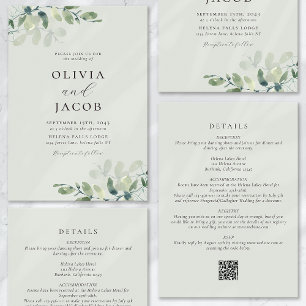Invitación Eucalyptus Sage Green All in One Boda