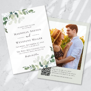 Invitación Eucalyptus Sage Green Photo QR Code Boda
