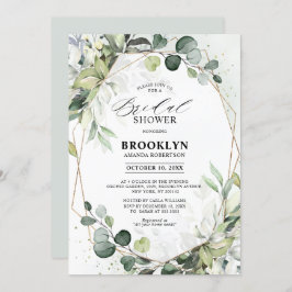 Invitación Eucalyptus Sage Greenery Geometric Bridal Shower