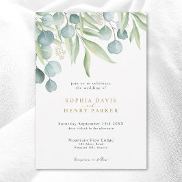 Invitación Eucalyptus Sage Watercolor Greenery Boda Invita