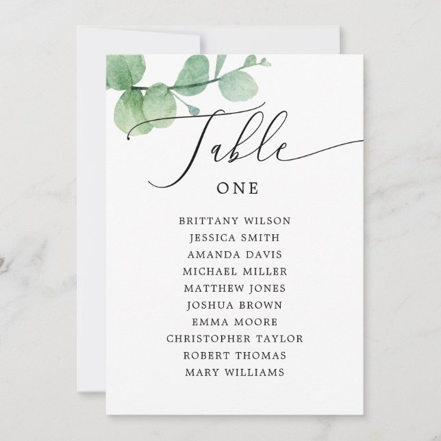 Invitación Eucalyptus Seating Chart Sign | Outdoor Wedding (Anverso)