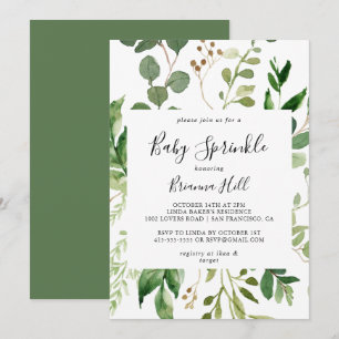 Invitación Eucalyptus Sencilla Floral Bebé Marrón Sprinkle