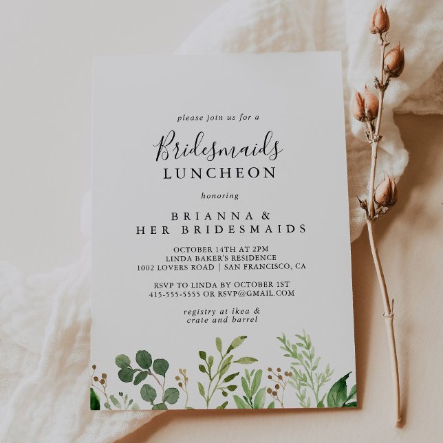 Invitación Eucalyptus Simple Bridesmaids Ducha de almuerzo (Subido por el creador)