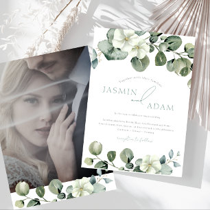 Invitación Eucalyptus simple deja a un Boda fotográfico de ve