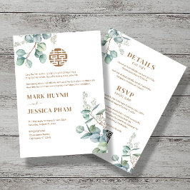 Invitación Eucalyptus Song Hy Boda bilingüe vietnamita