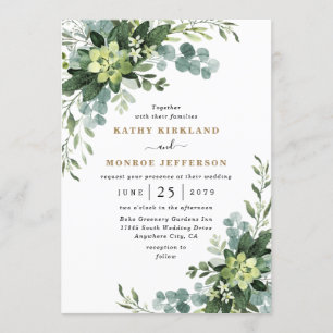 Invitación Eucalyptus Succulant Elegant Boho Greenery Boda