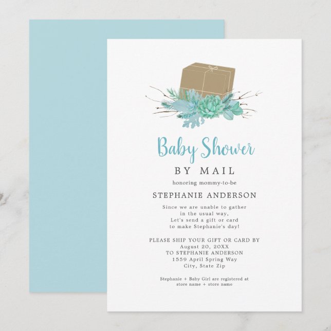 Invitación Eucalyptus Succulent Baby Shower por correo (Anverso / Reverso)