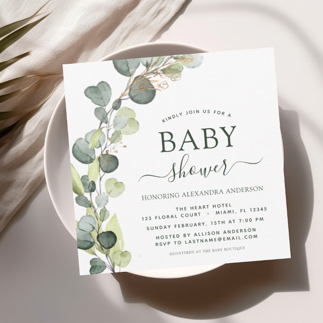 Invitación Eucalyptus Succulent Elegant (Subido por el creador)