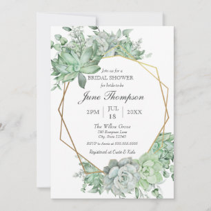 Invitación Eucalyptus Succulum Greenery Border Bridal Shower