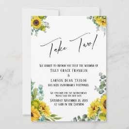 Invitación Eucalyptus Sunflower Boda Pospuesto Toma Dos