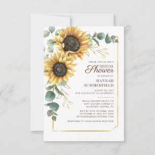 Invitación Eucalyptus Sunflower Bridal Shower Botánica