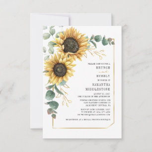 Invitación Eucalyptus Sunflower Bridal Shower Brunch Bubbly
