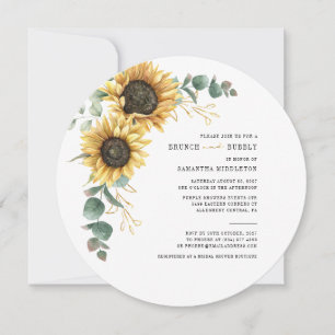 Invitación Eucalyptus Sunflower Brunch Bubbly Bridal Shower